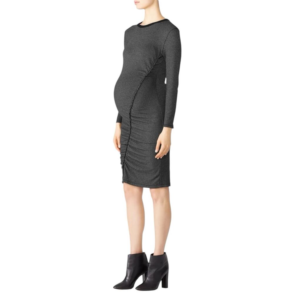 Splendid Logan Maternity Dress Gray Large Long Sleeve Stretch‎ Knit Minimalist
